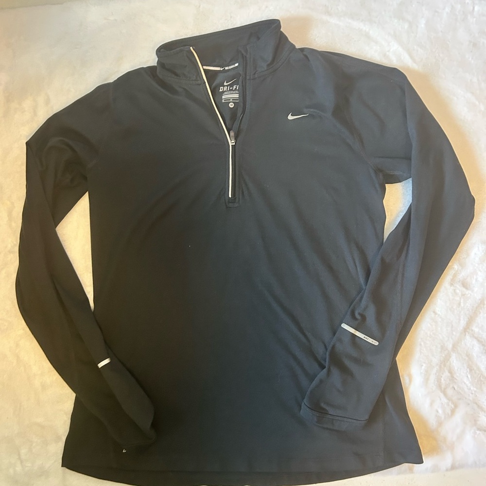 Nike Dri Fit Quarter Zip Pullover Black Athletic Running Top Womens - Picture 7 of 14